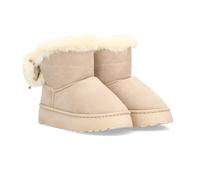 shoes&blues.es 97243 Bota para Invierno con Exterior Afelpado y Detalle de Borreguito. Suela de Plataforma Antideslizante. Ideal para Mujer. Beige Talla 40