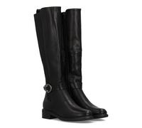 shoes&blues.es 97297 Bota Alta con Cana Lisa para Mujer. Cierre de Cremallera, Suela Plana con Tacon bajo. Hebilla Decorativa. Ideal Otono Invierno. Negro Talla 38