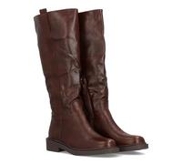 shoes&blues.es 97347 Bota Alta para Mujer Cowboy con Detalle de Bordado Frontal, Paneles Elasticos y Suela Plana. Ideal Temporada Otono Invierno. Cafe Talla 39