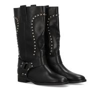 shoes&blues.es 97634 Bota Alta para Mujer con Diseno Elegante Estilo Cowboy. Cana con Tachuelas metalicas. Arnes Decorativo con Tiras y Hebillas. Ideal Otono Invierno. Negro Talla 38