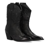 shoes&blues.es 97642 Bota Cowboy para Mujer con Diseno de Estrellas Brillantes. Punta Fina, Tacon Ancho Medio. Cierre de Cremallera. Ideal Otono Invierno. Negro Talla 39