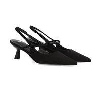 shoes&blues.es 98411 Zapato para Mujer de Salon con Tacon bajo, Punta Fina y Tira Cruzada. Estampado Liso, Ideal para Looks de Oficina o Eventos Especiales. Negro Talla 40