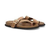 shoes&blues.es 99062 Sandalias Planas para muje con Tiras Cruzadas Decoradas con Tachuelas metalicas y Hebilla Ajustable. Cierre Ajustado al Pulgar. Suela Acolchada. Ideal para Verano. Kaki Talla 38