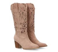 shoes&blues.es 99859 Bota Alta Estilo Cowboy para Mujer con Diseno Calado Decorativo, El Acabado Troquelado Permite Mayor transpirabilidad, Ideal para la Temporada Primavera Verano. Rosa Talla 39