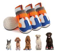 Shoes for Dogs for Hot Pavement, Breathable Dog Anti-Slip Rubber Boots for Summer, Paw Protector for Outdoor Walking Winter Snow (Blue Orange,0#-1.67x1.57 in)