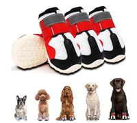Shoes for Dogs for Hot Pavement, Breathable Dog Anti-Slip Rubber Boots for Summer, Paw Protector for Outdoor Walking Winter Snow (Red White,1#-1.97x1.77 in)