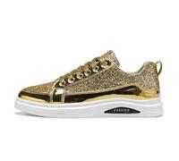 Shoes for Men - Zapatillas de deporte de corte bajo con suela de espuma gruesa y acolchada para hombre, dorado, 40 EU