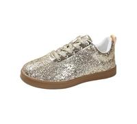 Shoes for Women Glitter Sneaker Damen Pailletten Sportschuhe Schnürschuhe atmungsaktiv Mode Laufschuhe Fitness Running Slip On Joggingschuhe Frauen Outdoor Walking schuhe Glitzer schuhe, dorado, 39 EU