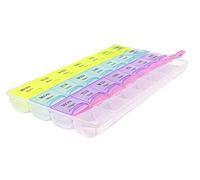 SHOES LANE Organizador mensual de píldoras, 28 compartimentos, planificador de pastillas para 7 días, organizador portátil de medicamentos de viaje para 4 semanas, 7 días, 1 vez al día, caja