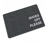 Shoes Off Please Stripes - Felpudo de entrada para interiores y exteriores, para puerta delantera, para uso en interiores y exteriores, 17.7 x 27.5 pulgadas, color gris