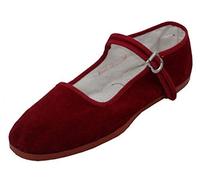 Shoes8teen Zapatos 18 para Mujeres de Algodón de Muñeca China Mary Jane Zapatos Planos de Bailarina Ballet (40, Borgoña 118)