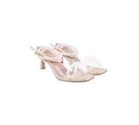Shoetopia Elegantes sandalias de tacón adornadas con perlas para niñas, plantilla acolchada, casual, étnica, fiesta, boda y festividad, Dorado, 4 UK