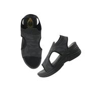 Shoetopia Sandalias de tacón de cuña para mujer, negro, 5 UK