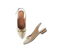 Shoetopia Zapatos planos tipo ballet con hebilla para mujer, Bronce, 20.5 EU