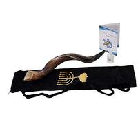 Shofar de cuerno de kudú yemení con spray antiolor gratuito, guía shofar de Israel (76-81 cm (30"-32 pulgadas)), natural)