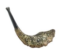 Shofar Jerusalén Old City - Cuerno de carnero shofar chapado en oro + soporte gratis