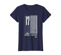 Shohei Ohtani Vintage American Flag Los Angeles Baseball Camiseta, Mujer, Azul Marino, XS