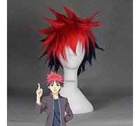 Shokugeki No Soma Yukihira Souma Cosplay peluca hombres niños 30Cm azul rojo mixto corto recto resistente al calor pelucas de pelo sintético