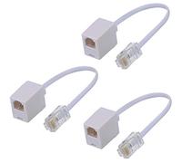 SHONCO Conector adaptador convertidor RJ45 a RJ11, teléfono RJ11 6P4C hembra a Ethernet RJ45 8P8C macho cable convertidor (3 unidades, blanco)