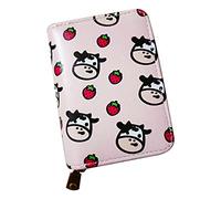 SHONDE Cartera pequeña plegable con estampado de vaca para niñas, con bolsillo para tarjetas de identificación, ventana para regalo de mujer, Rosado, Encantador, clásico, lindo