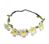 SHONDE Diadema hawaiana con corona floral de plumeria, diadema de flores hawaianas, diadema de flores para verano, playa, piscina, fiesta, decoración, suministros (amarillo-F-142-1)