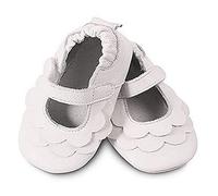 Shoo Shoos - Zapatitos de piel suela blanda, talla L, estilo volantes blancos