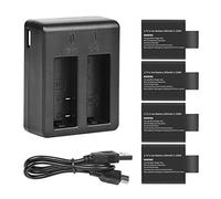 SHOOT -Kit de baterías de repuesto con cargador dual de 3,7 V, 900 mAh, baterías de iones de litio compatibles con SJCAM SJ4000, SJ5000, SJ6000, para cámaras de acción M10