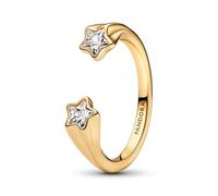 Shooting Star 14k Gold-Plated Open Ring with Clear Cubic Zirconia