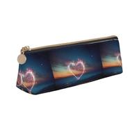 Shooting Star - Estuche de piel con forma de triángulo de corazón, multifuncional, portátil, bolsa de almacenamiento de maquillaje y papelería, color blanco, talla única, ligera, Blanco, One Size