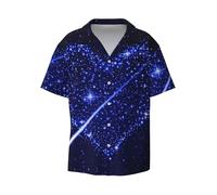 Shooting Star Heart - Camisa informal de manga corta para hombre, estilo hawaiano, transpirable y cómoda, con botones, para playa, Negro, 3XL