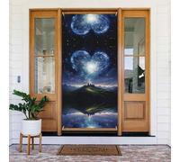 Shooting Star Heart - Cubierta decorativa para puerta navideña, perfecta para decoraciones navideñas en interiores y exteriores, 72 x 35 pulgadas