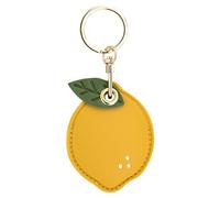 SHOOYIO Carcasa protectora de piel sintética a prueba de polvo para dispositivo de seguimiento, funda protectora con diseño de dibujos animados con llavero y funda de tarjeta de poliuretano, Limón