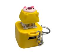 SHOOYIO Llavero recargable de dibujos animados amarillo, llavero de voz, decoración de escritorio, juguete divertido de muñeca, regalo de cumpleaños, alivio del estrés, juguete de dedo