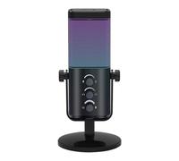 SHOOYIO Micrófono condensador de transmisión LED dinámico con perilla de volúmenes compatible con sistemas de ventana, micrófono con iluminación LED