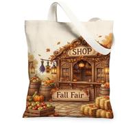 Shop - Bolsa de lona rústica, encantadora, calabazas, frutas, otoño, color marrón, estética, 13 x 15 pulgadas, Marrón, 13x15 Inch