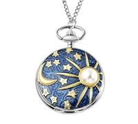 SHOP LC DELIVERING JOY LUSTRO Stella Strada - Reloj de bolsillo con diseño de carpa tallada en color blanco de movimiento japonés con cadena en regalos de cumpleaños de 31 pulgadas, resina, Resina