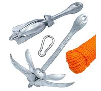 Shop SoftAir® Kit Ancla Paraguas Plegable de Acero Galvanizado Cabo Flotante 30 Metros Levilene Naranja Amarre y Mosquetón de Acero Inoxidable AISI 316 (Ancla 2,5 kg + Cabo 6 mm + Mosquetón)