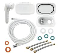 Shop SoftAir Kit de ducha completo con mezclador de agua caliente o fría empotrable con tubo de 5 metros para barco, caravana, náutica (kit de ducha de ABS con botón de palanca)