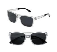 SHOP-STORY - Gafas de sol para hombre, rectángulo, doble puente transparente, Sebastien Loeb Racing Protección Índice 3, moderno y confort