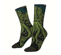 Shop-UP! Calcetines Cthulhu verde de Lovecraft, unisex, Negro , 43