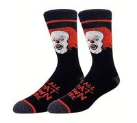 Shop-UP! Calcetines IT clown socks con frase We All Float Down Here horror movie film unisex, Negro, 43