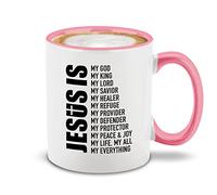 Shop4Ever Jesus is My Everything Religious Ceramic Coffee Mug Tea Cup (Pink Handle)