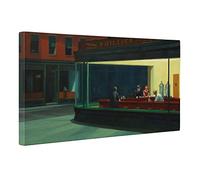 ShopArt - Cuadro efecto pinceladas en relieve - Edward Hopper Nighthawks - Impresión Fine Art sobre lienzo de alta definición listo para colgar (60 x 120 cm)