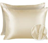 ShopBedding Funda de Almohada de satén Cabello - Funda de Almohada de satén King con Cremallera, Azul bebé (1 por Paquete) - Blissford