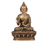 ShopEndHere Ídolo de Buda bendición (7 Pulgadas de Alto), Estatua de Buda Hecha a Mano, Tallado Fino, Escultura de latón Antiguo, decoración Vintage, colección valiosa, Acabado rústico