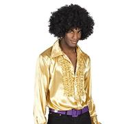 shoperama Camisa de los años 70 con volantes para hombre de los Setenta Disco Schlagermove Bad Taste, dorado, M