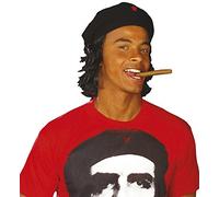 shoperama Gorra negra de Che Guevara con el pelo Revolucionario Sombrero Peluca Gorra Boina