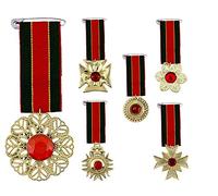 shoperama Medalla de honor de oro con piedras preciosas rojas en la cinta, verde, rojo y dorado