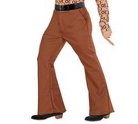 shoperama Pantalones retro de los años 70 para hombre, con y sin patrón, disfraz de discoteca, bateador de los setenta, marrón, S-M