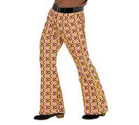 shoperama Pantalones retro de los años 70 para hombre con y sin patrón, disfraz de discoteca, talla L/XL, color: discos
